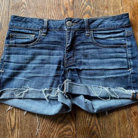 American Eagle Outfitters Blue Jean Shorts Distressed Cutoff - Picture 1 of 6